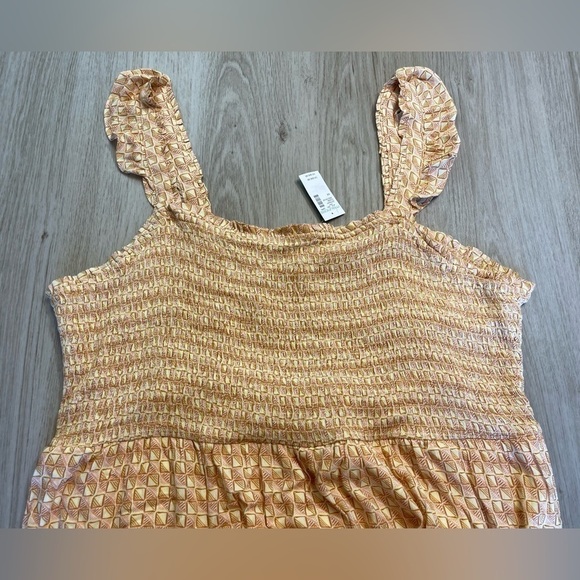 Maurices Plus Size 4X Smocked Ruffle Strap Floral Yellow Tiered Dress Lined New - Picture 6 of 6